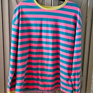 Striped Long Sleeve Shirt - Pink, Blue, Yellow